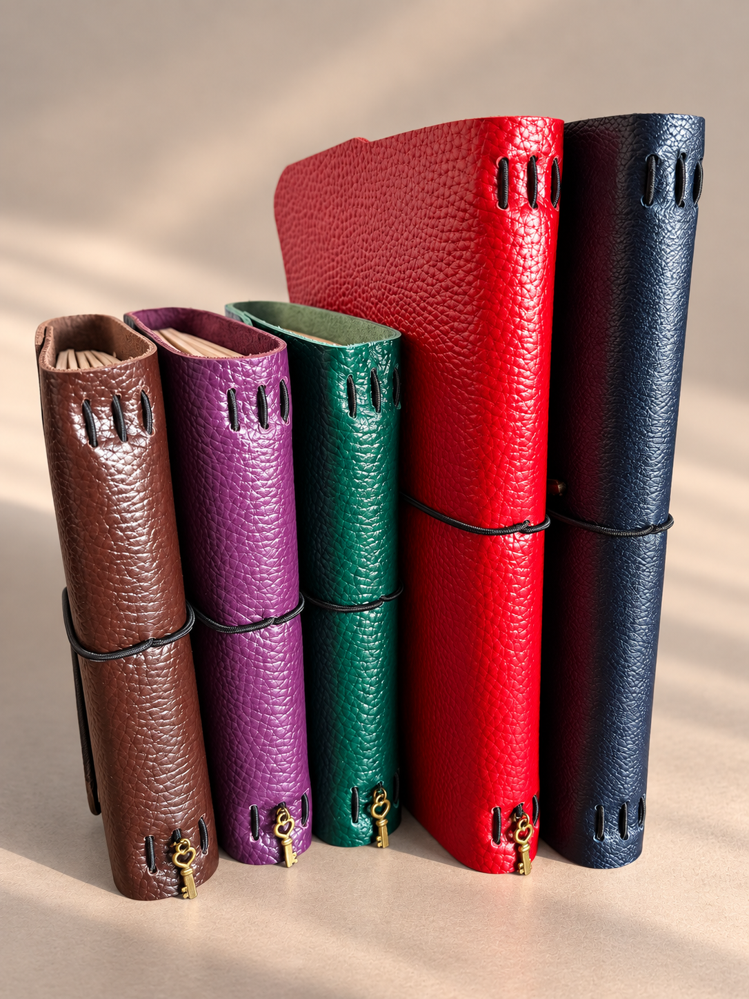 A5 Leather Travelers Notebook Cover: Refillable Journal with Elastic Bands